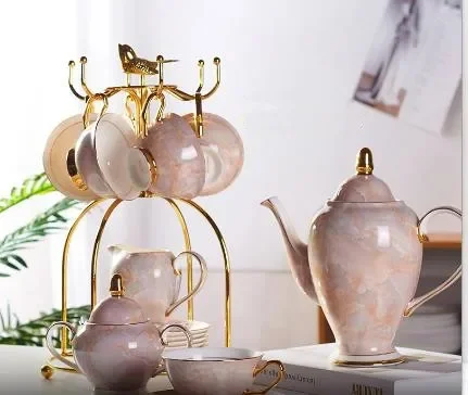 Coffee Tea Sugar - Кофейный набор из мраморного костяного фарфора,